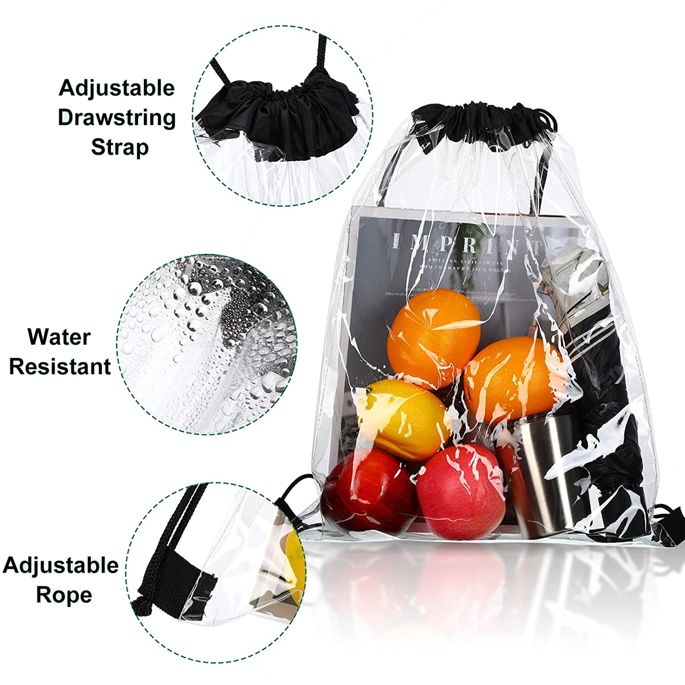 Clear Drawstring Bags Clear Drawstring Stadium Backpack Waterproof